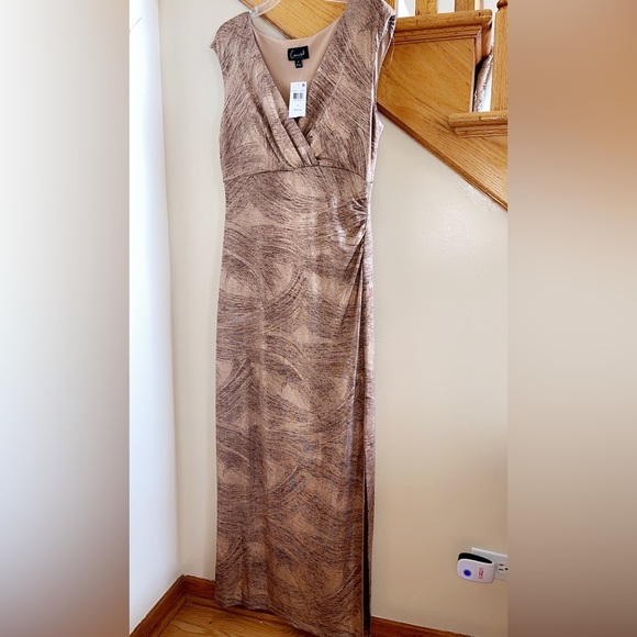Women’s Formal Dress Size 12 CONNECTED Gold Side Slit Lined Maxi Sheath Gown NEW - Picture 8 of 9